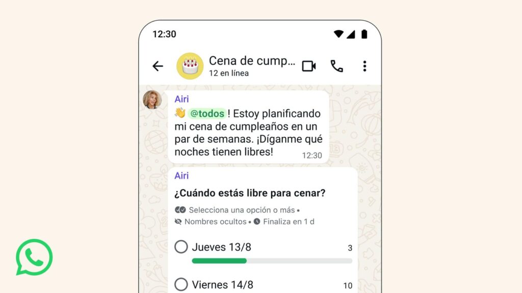 WhatsApp cambia los chats de grupos con mejores encuestas y menciones para todos los usuarios a la vez